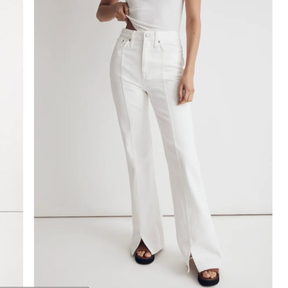 New Madewell Vintage Baggy Flare Jeans Coastal Nautical White Size 29 US 10